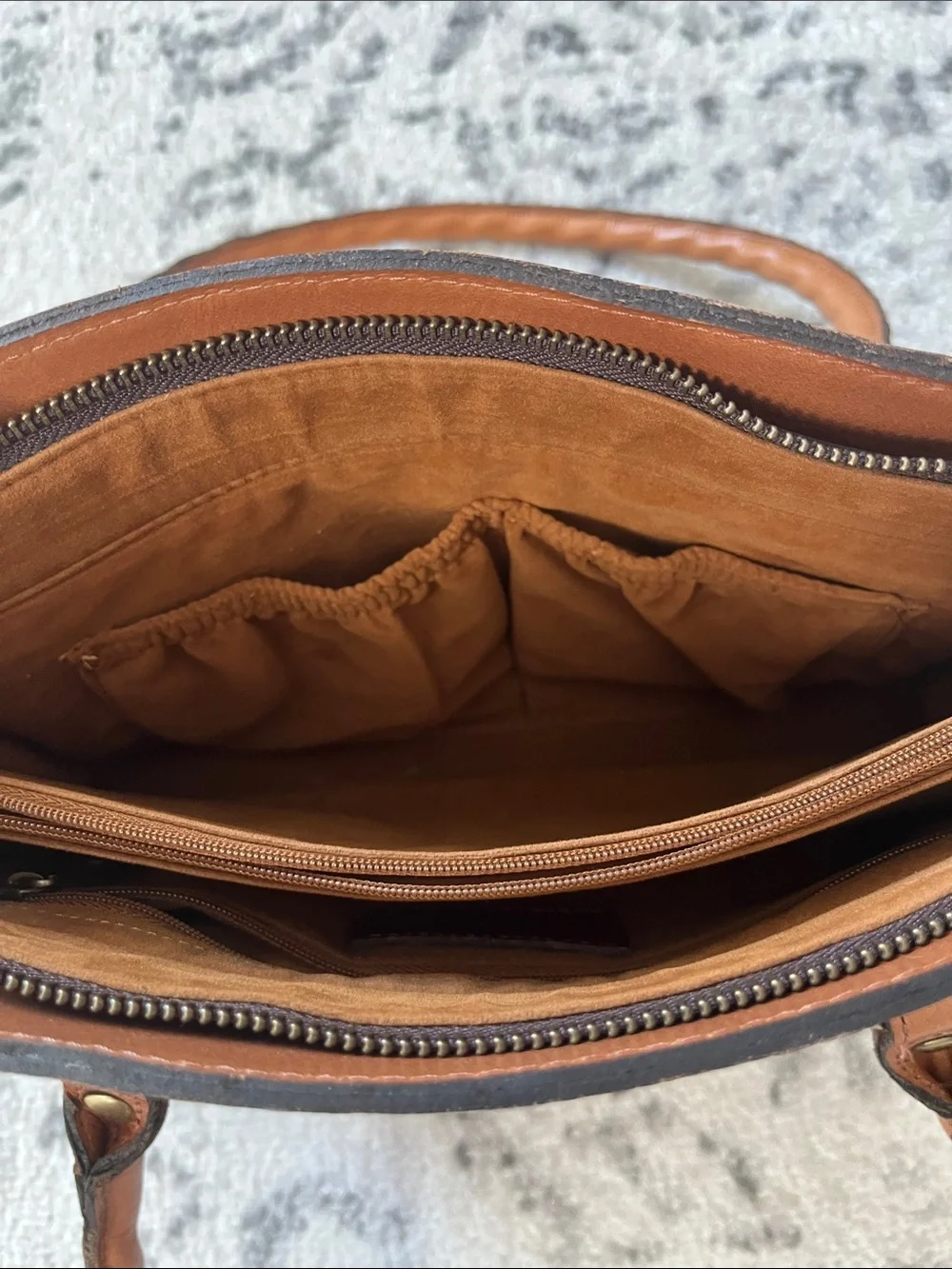 Patricia Nash Calvi Heritage Tan Leather Top-Handle Satchel